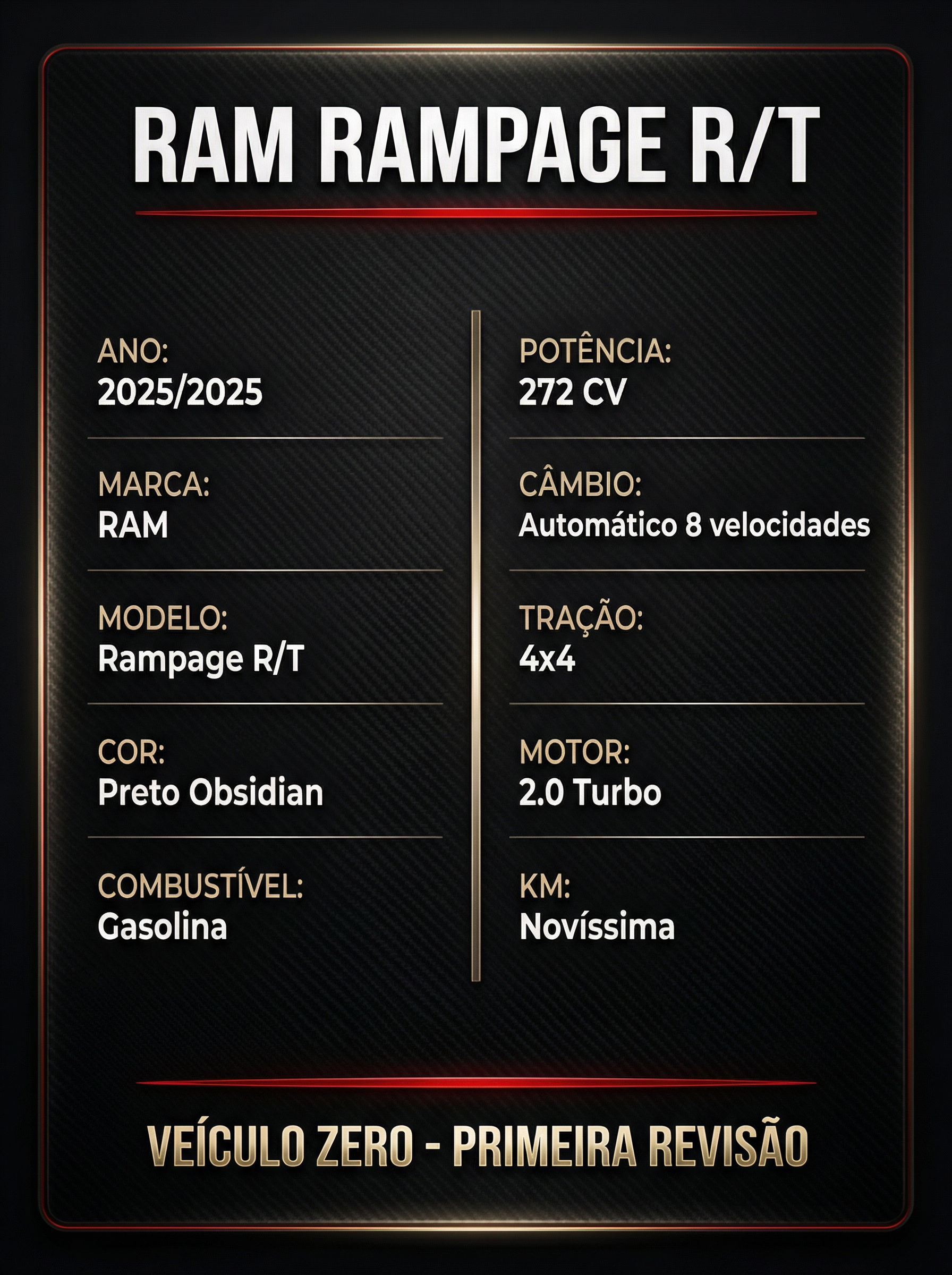 Ficha Técnica RAM Rampage R/T 2025
