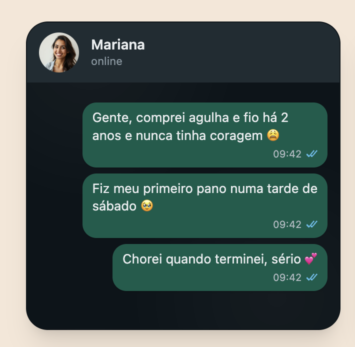 Depoimento 1 sobre o material de crochê